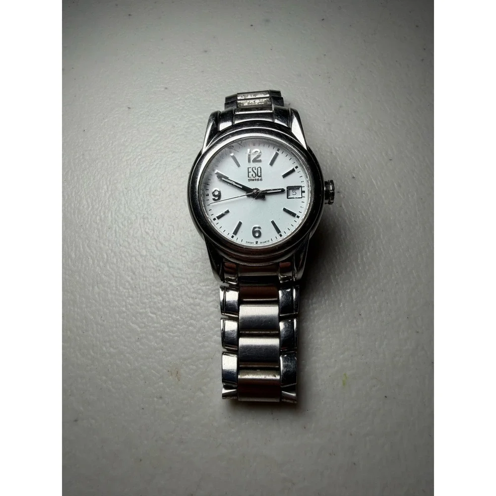 ESQ Swiss by Movado‎ Mens Watch Stainless Steel White Dial Date ES.01.3.14.5422